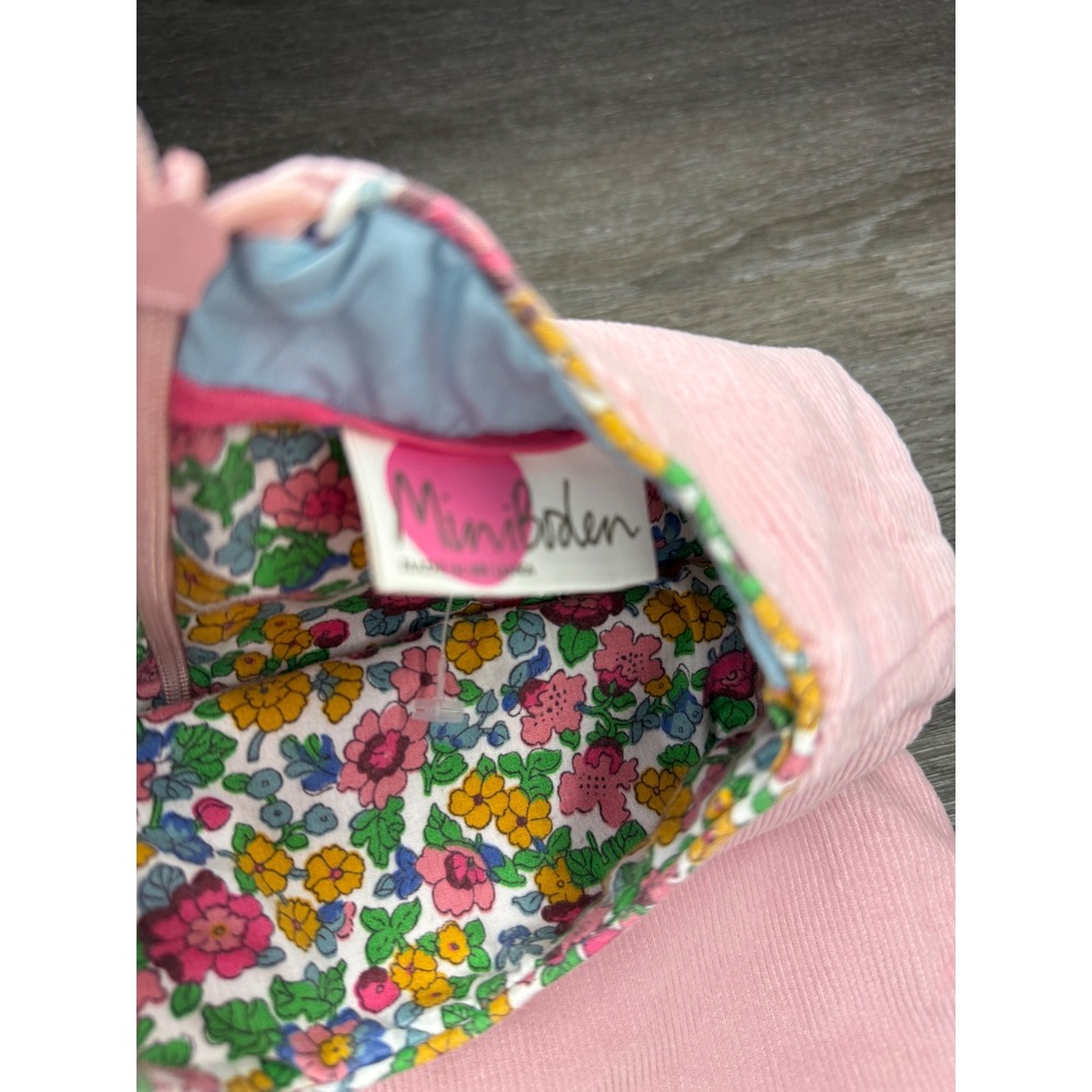 Mini Boden Girls Pink Corduroy Heart Pocket Jumper Dress Floral Trim Size 4T-5T - Picture 9 of 10